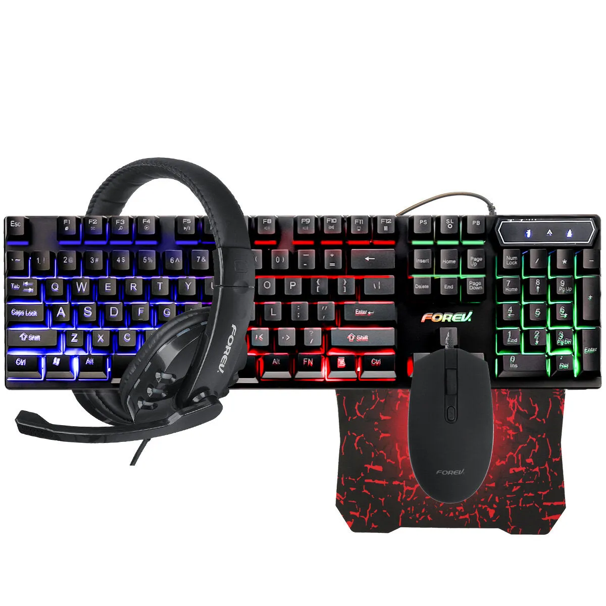 104 Keys Keyboards & Mouse & Headphone Set RGB Wired USB Game Keyboard Set