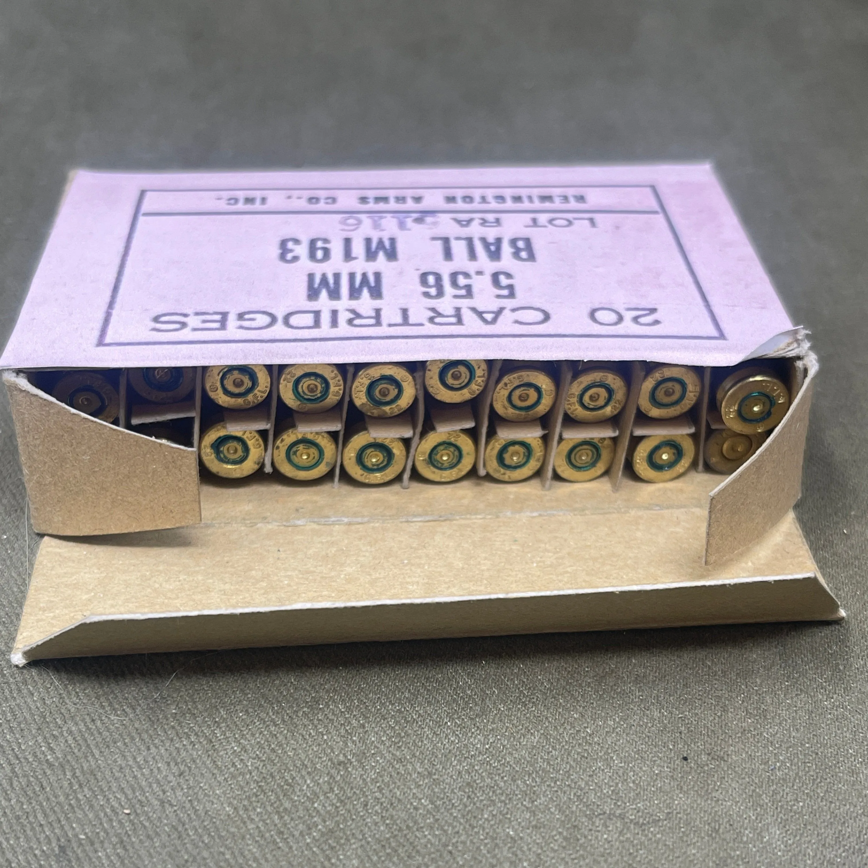 20 x 5.56mm Cartridges Ball M193 Remington Arms Corp