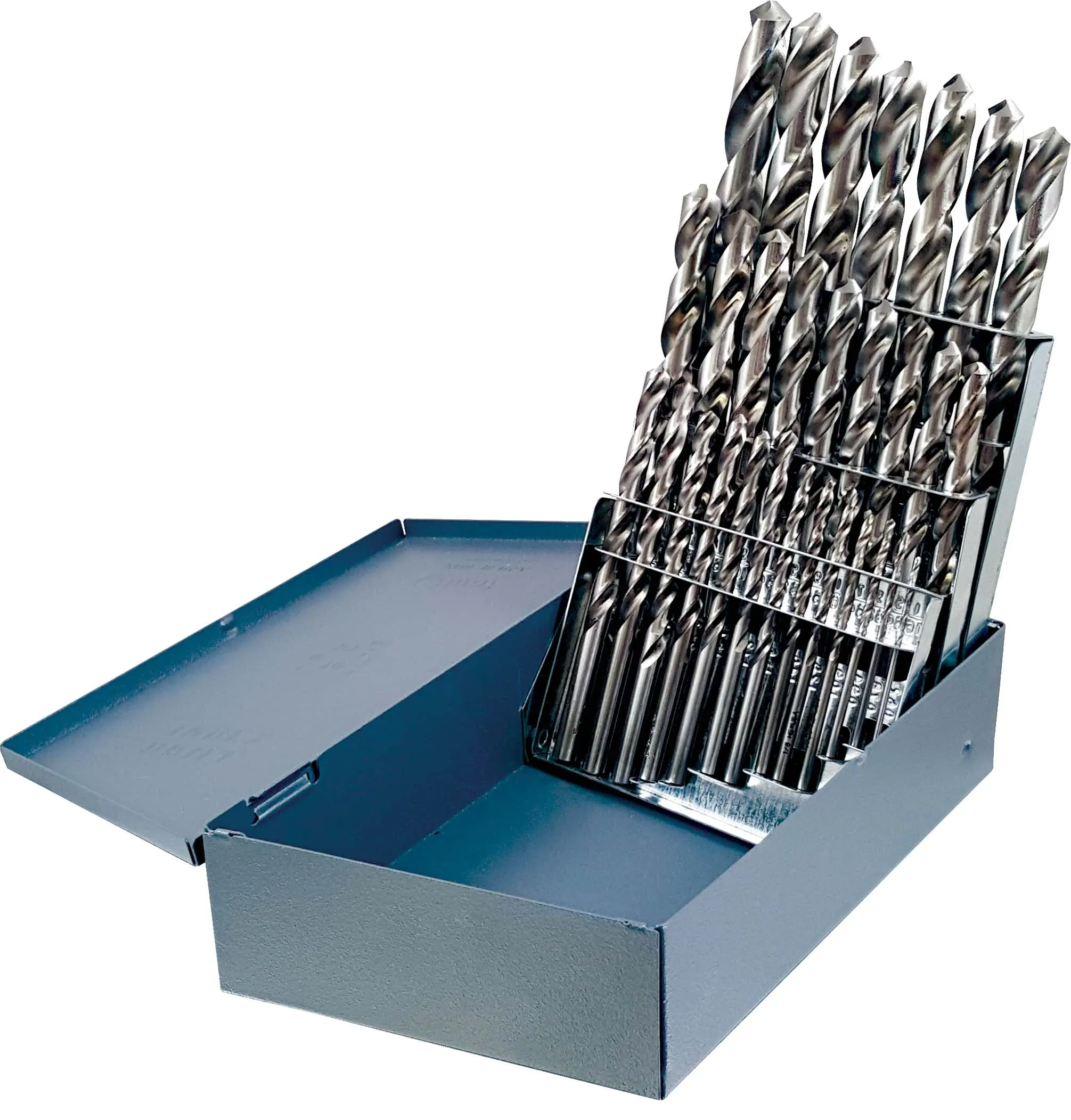 21pc 1/16-3/8X64 Titanium Nitride Coated For added wear resistance and better lubricity of tool surface which increases tool life and productivity, 118° Point Fractional Jobber Drill Sets Delivered in Huot Metal Case Made in the USA