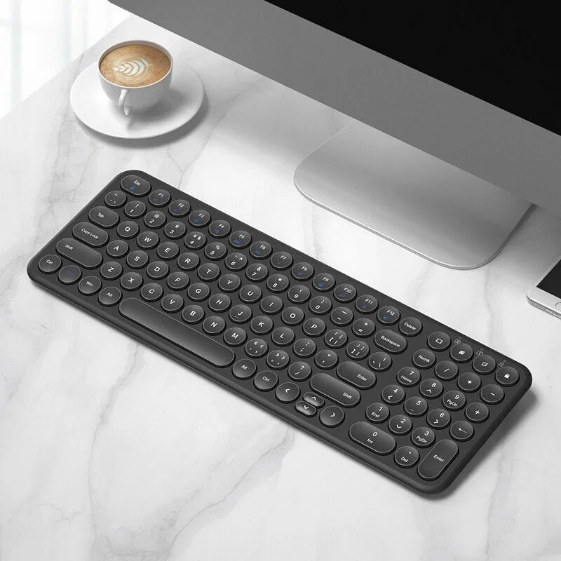 2.4G Wireless Silent Keyboard Ergonomic Mouse Round Keycap Keyboard Gaming Mouse for Macbook Pro Laptop Computer Accessories