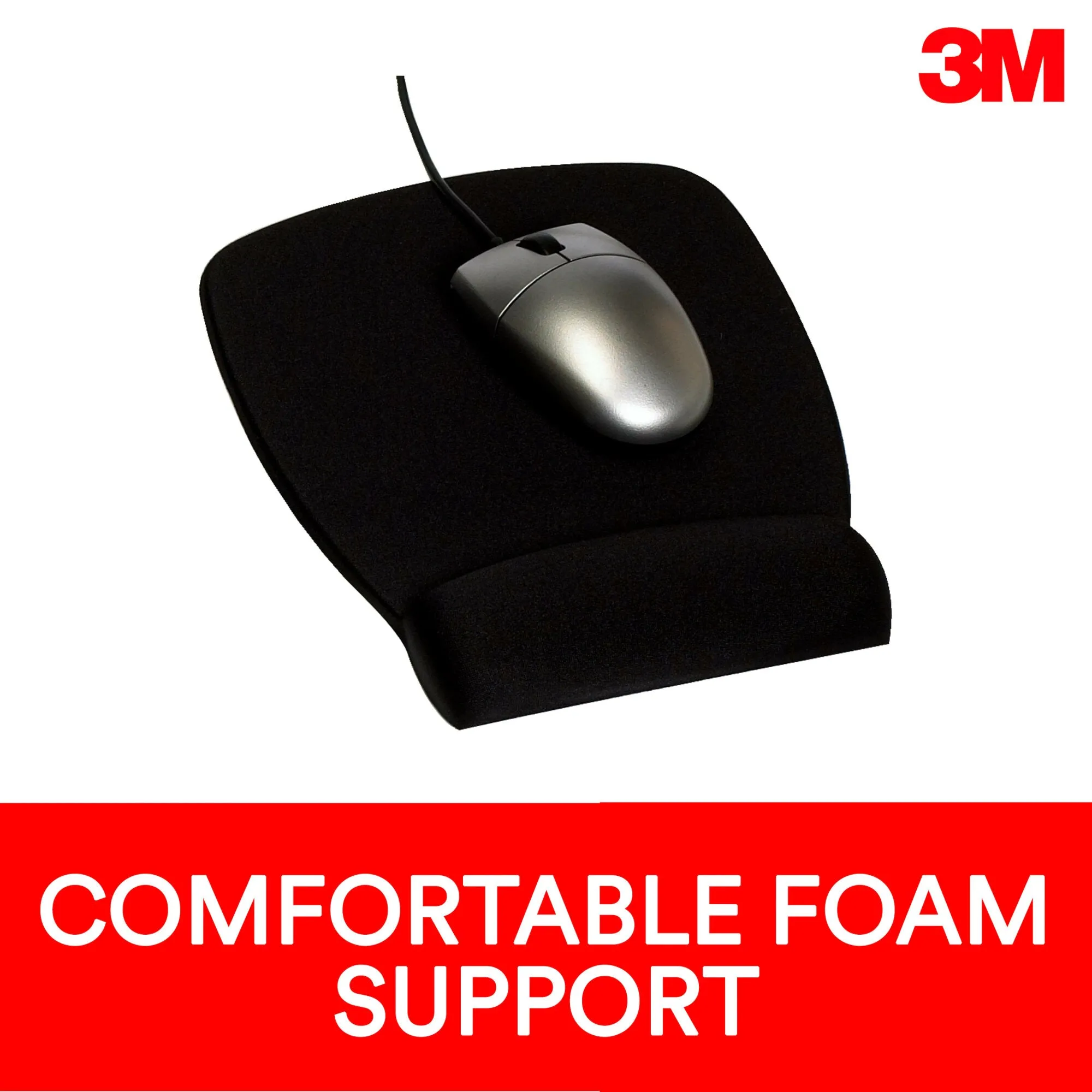 3M Foam Mouse Pad Wrist Rest MW209MB, Compact Size, Fabric, Black