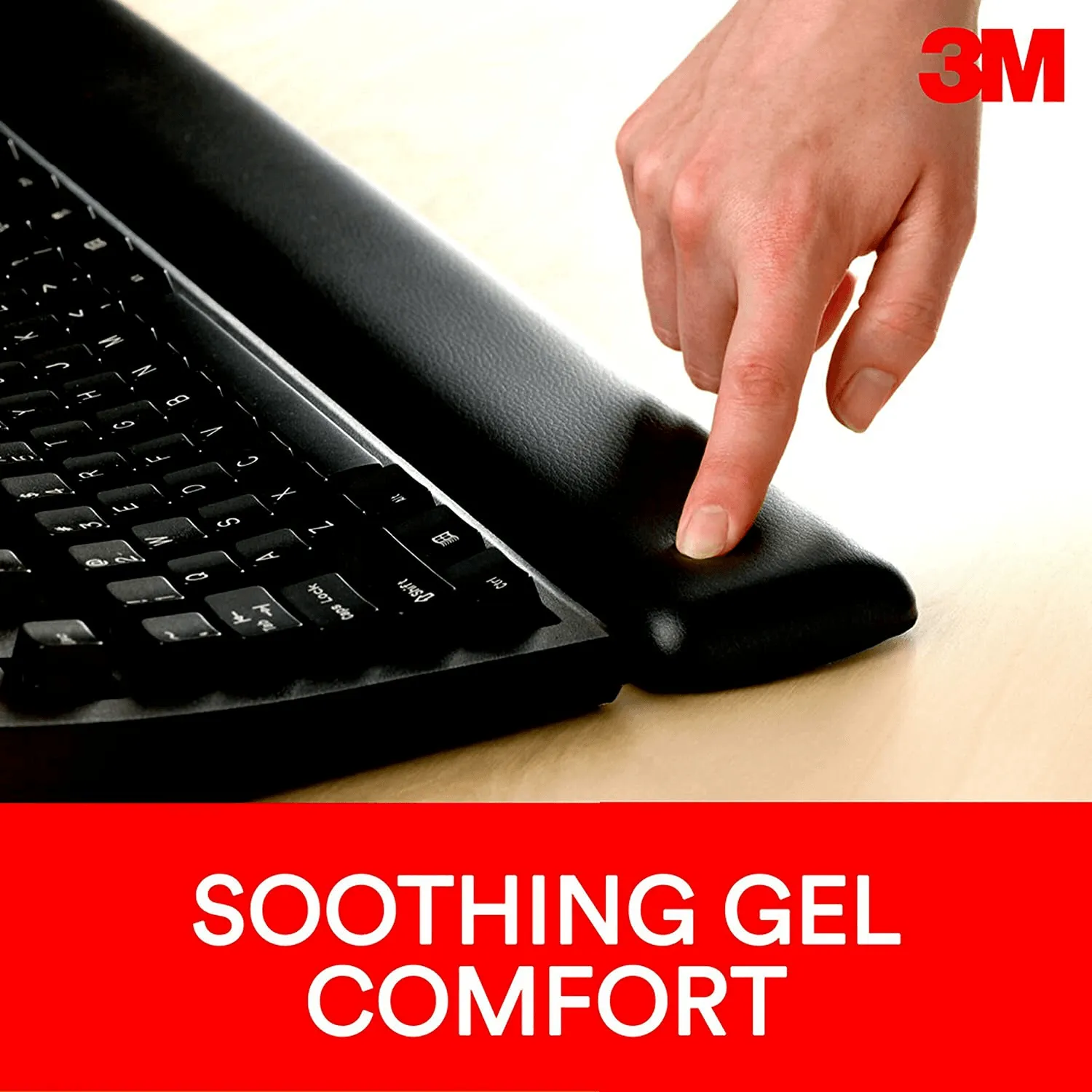 3M WR310LE Keyboard Wrist Rest Gel Filled Leatherette Black Antimicrobial