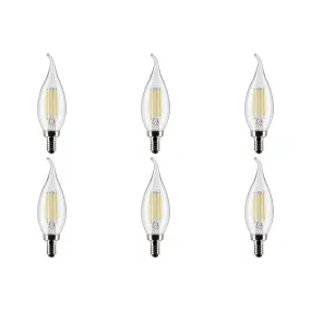 4W CA10 LED - Clear - Candelabra base - 90 CRI - 5000K - 120V - 6-Pack