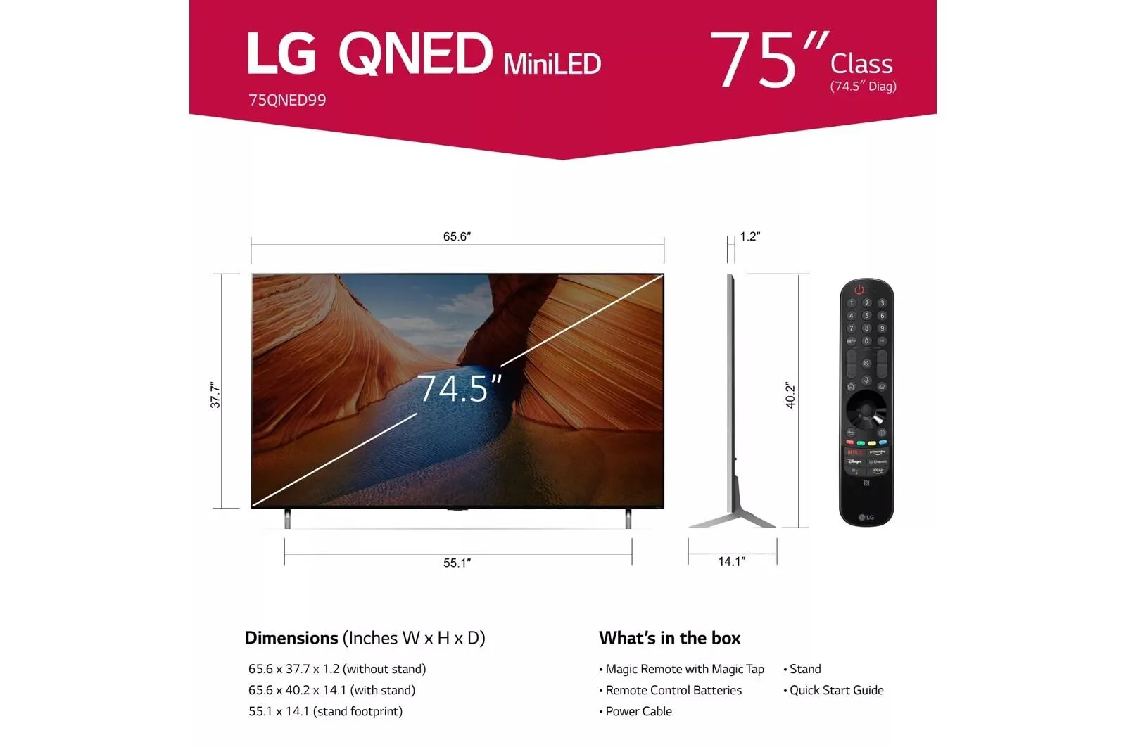 75QNED99UQA LG QNED99 UQA 75 Inch Class 8K QNED w/ ThinQ AI