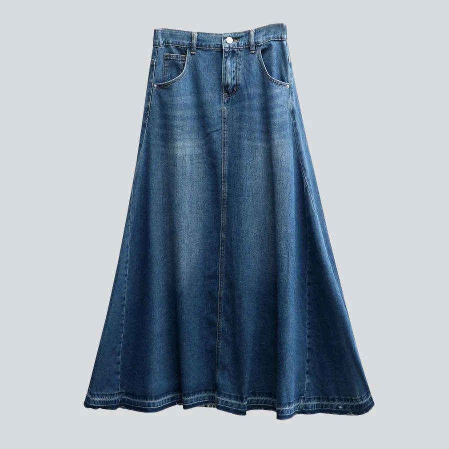 A-line flare denim skirt