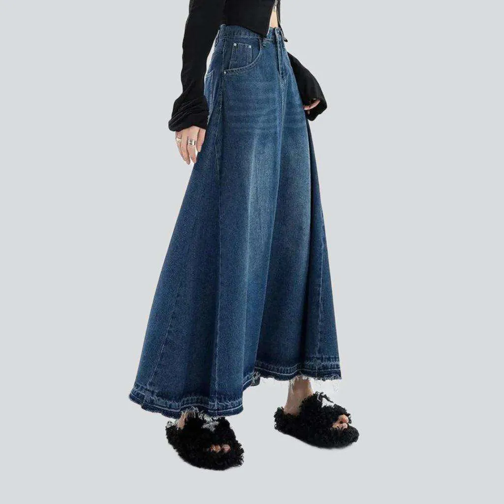 A-line flared denim skirt