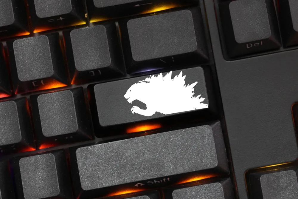 ABS Etched Shine-Through Godzilla black red custom enter backspace spacebar