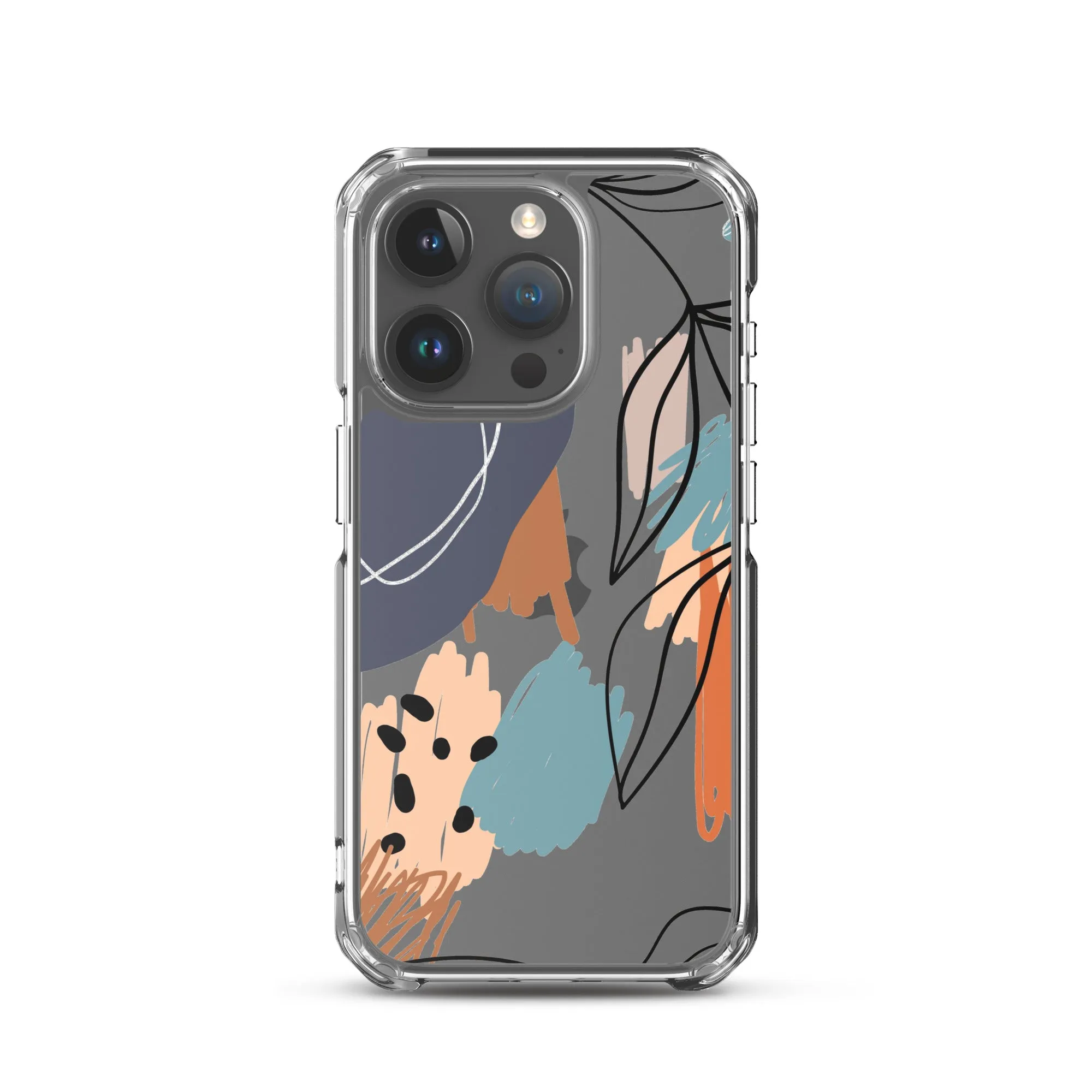 Abstract Pattern Clear iPhone 15 14 13 12 Pro Max Case, Geometric Print Cute Aesthetic iPhone 11 Mini SE XS XR X 8 7 Transparent