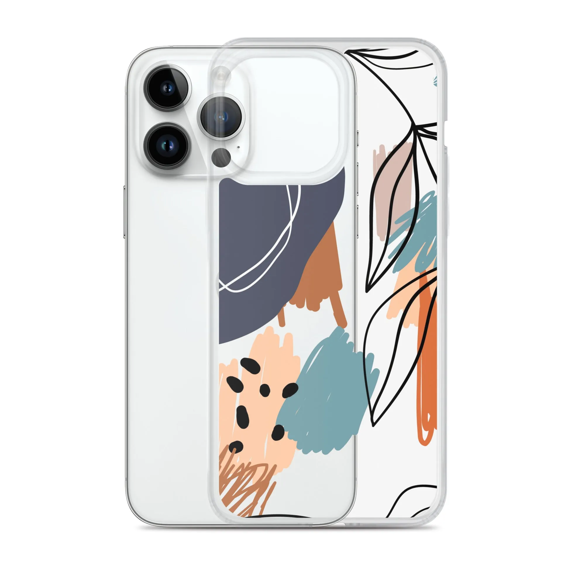 Abstract Pattern Clear iPhone 15 14 13 12 Pro Max Case, Geometric Print Cute Aesthetic iPhone 11 Mini SE XS XR X 8 7 Transparent