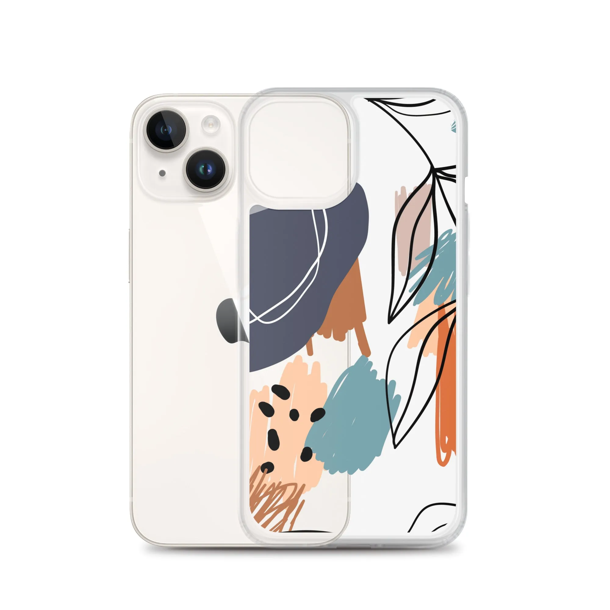 Abstract Pattern Clear iPhone 15 14 13 12 Pro Max Case, Geometric Print Cute Aesthetic iPhone 11 Mini SE XS XR X 8 7 Transparent