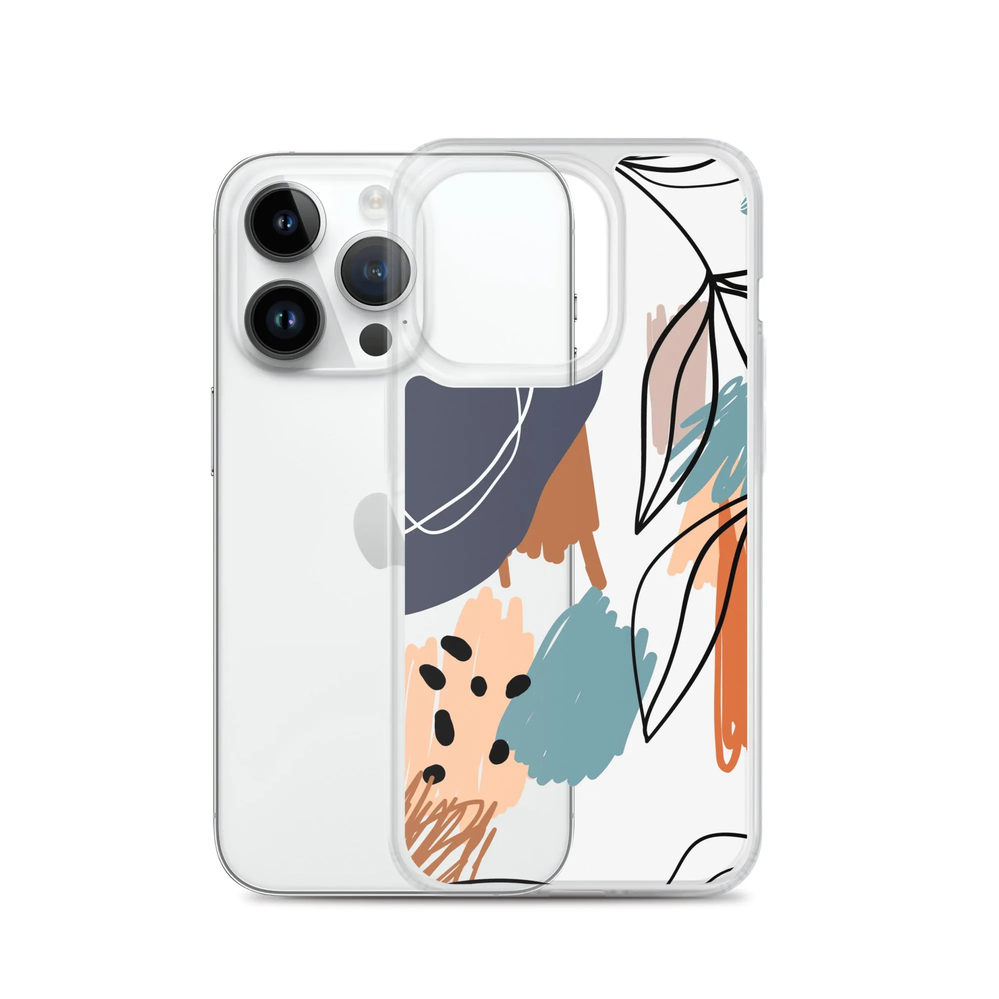 Abstract Pattern Clear iPhone 15 14 13 12 Pro Max Case, Geometric Print Cute Aesthetic iPhone 11 Mini SE XS XR X 8 7 Transparent