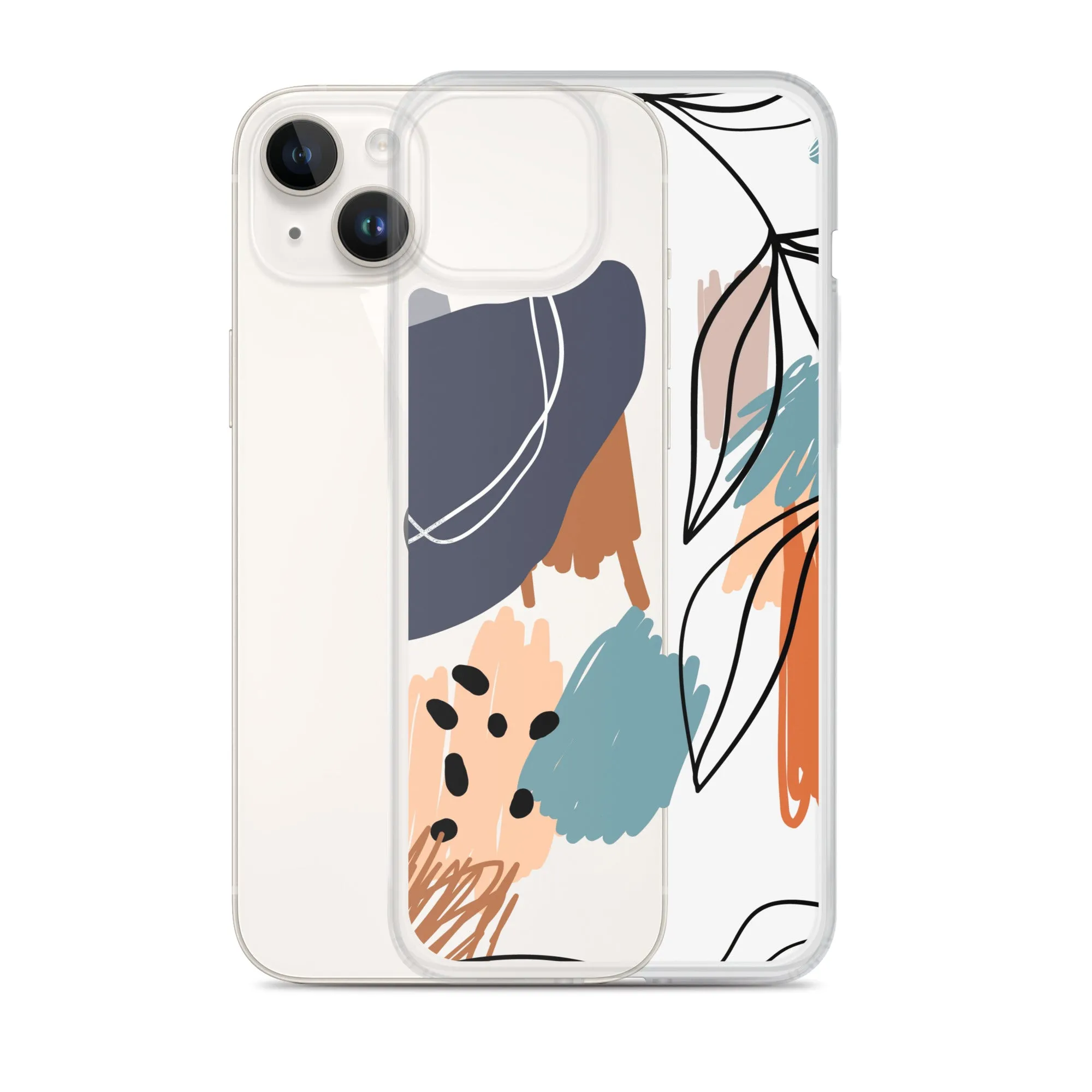 Abstract Pattern Clear iPhone 15 14 13 12 Pro Max Case, Geometric Print Cute Aesthetic iPhone 11 Mini SE XS XR X 8 7 Transparent