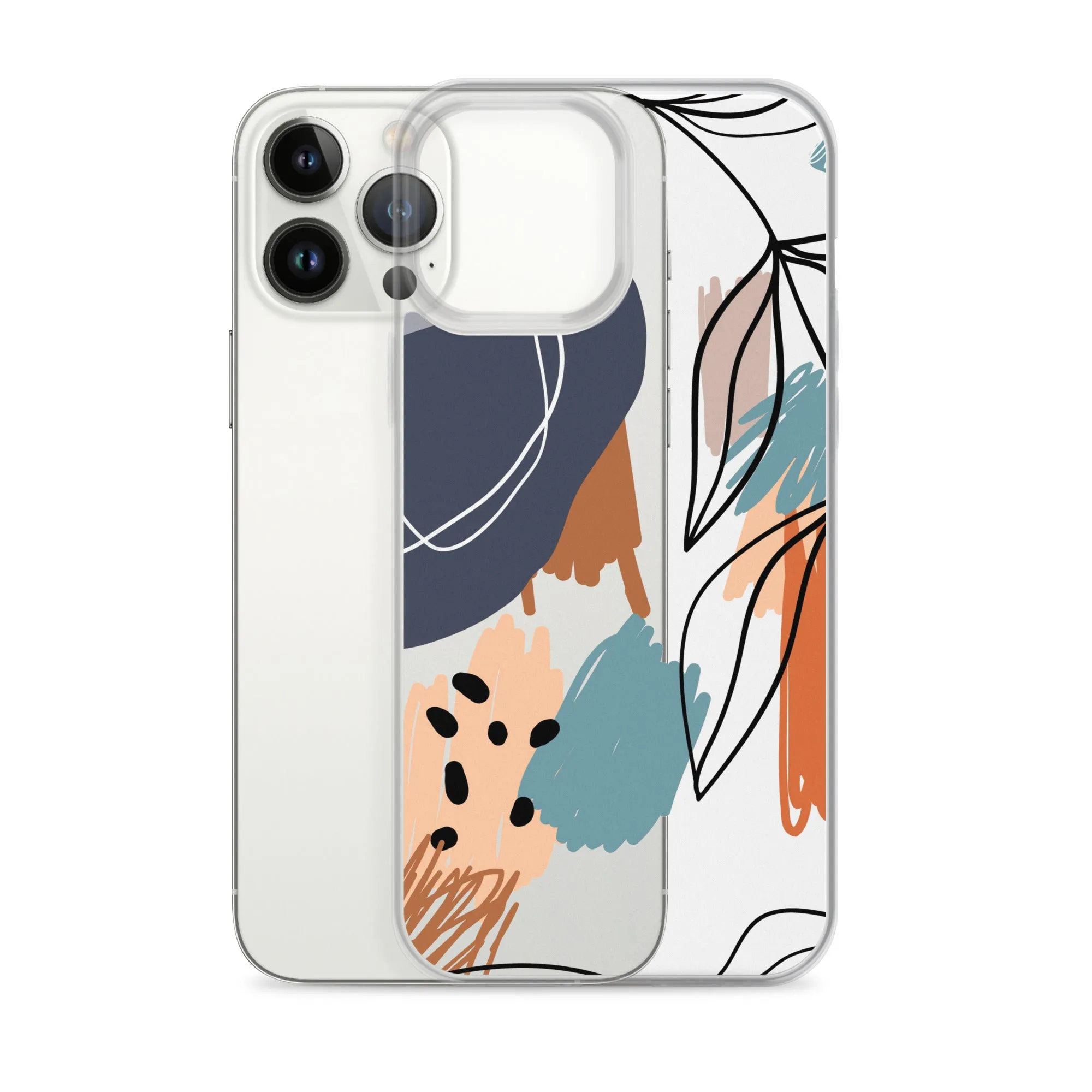 Abstract Pattern Clear iPhone 15 14 13 12 Pro Max Case, Geometric Print Cute Aesthetic iPhone 11 Mini SE XS XR X 8 7 Transparent