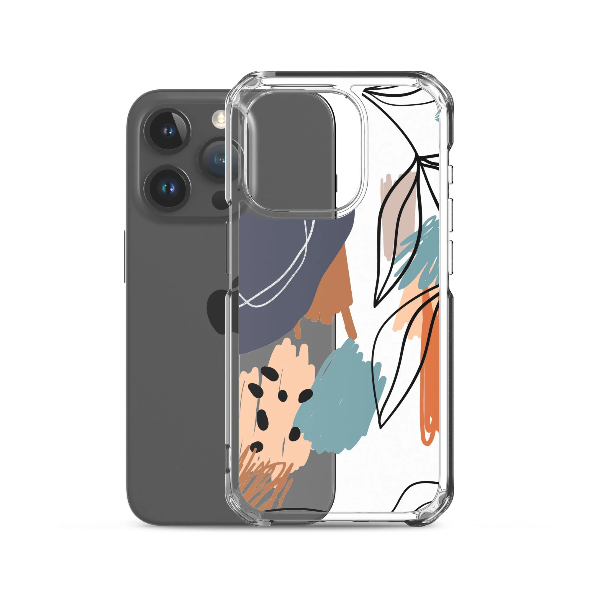 Abstract Pattern Clear iPhone 15 14 13 12 Pro Max Case, Geometric Print Cute Aesthetic iPhone 11 Mini SE XS XR X 8 7 Transparent