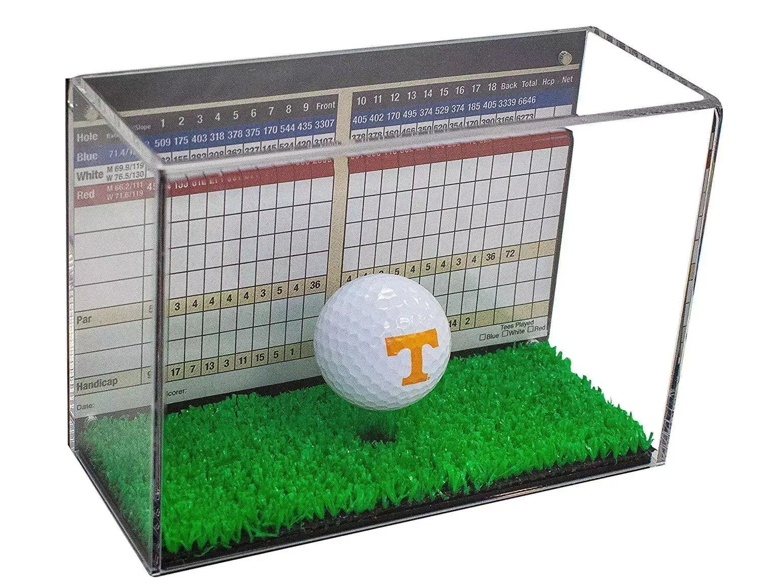 Acrylic Golf Ball Display Case with Turf Base