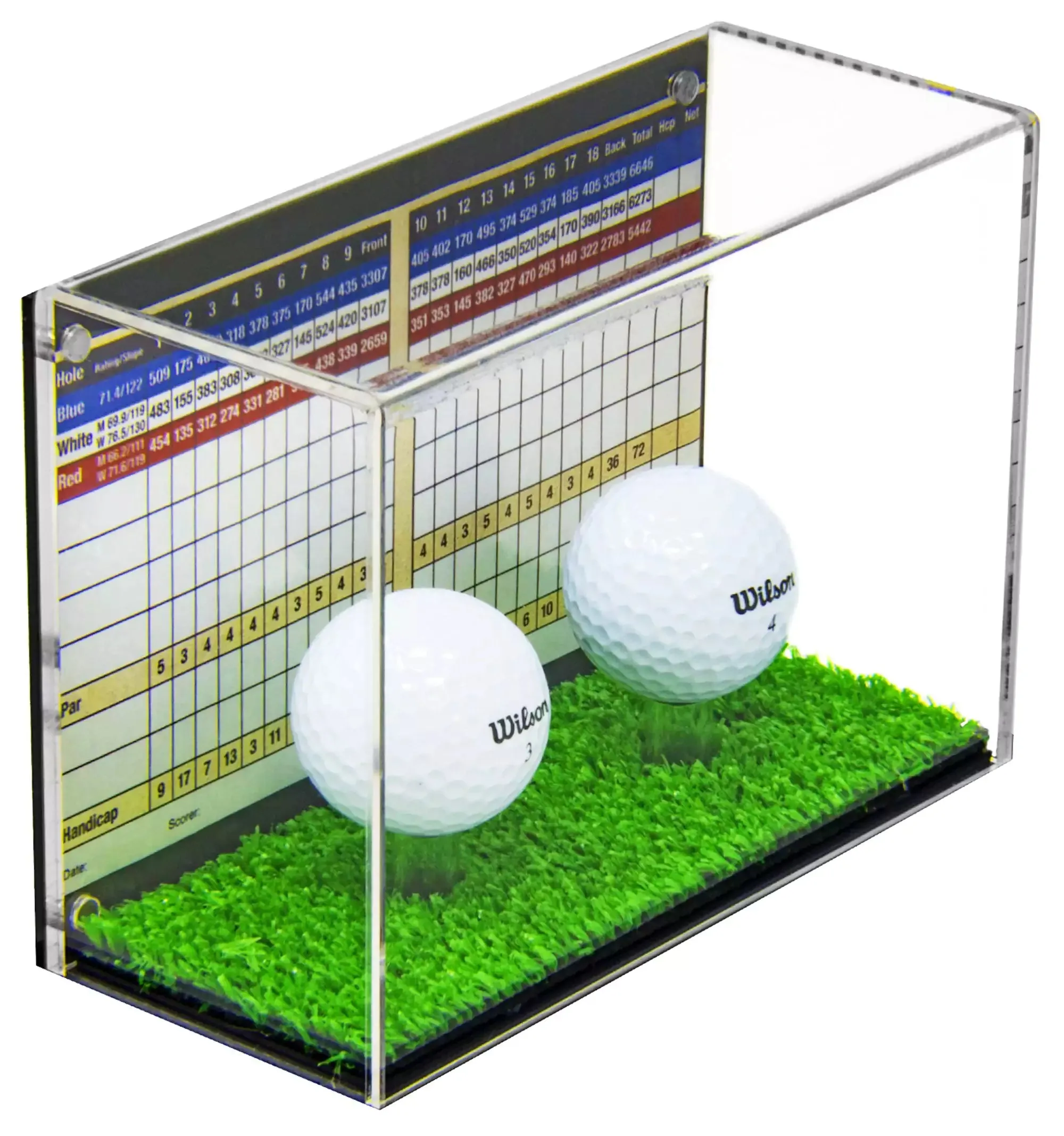 Acrylic Golf Ball Display Case with Turf Base