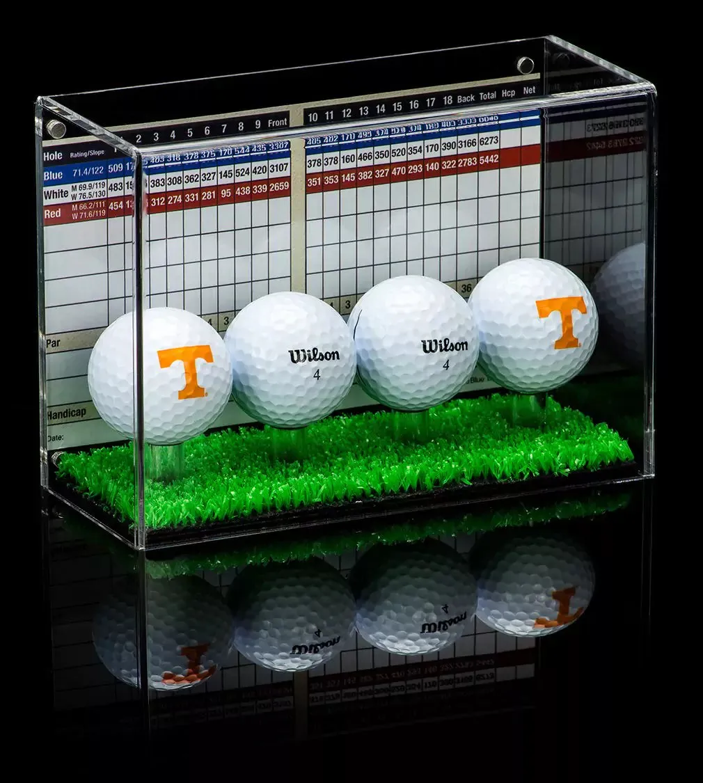 Acrylic Golf Ball Display Case with Turf Base