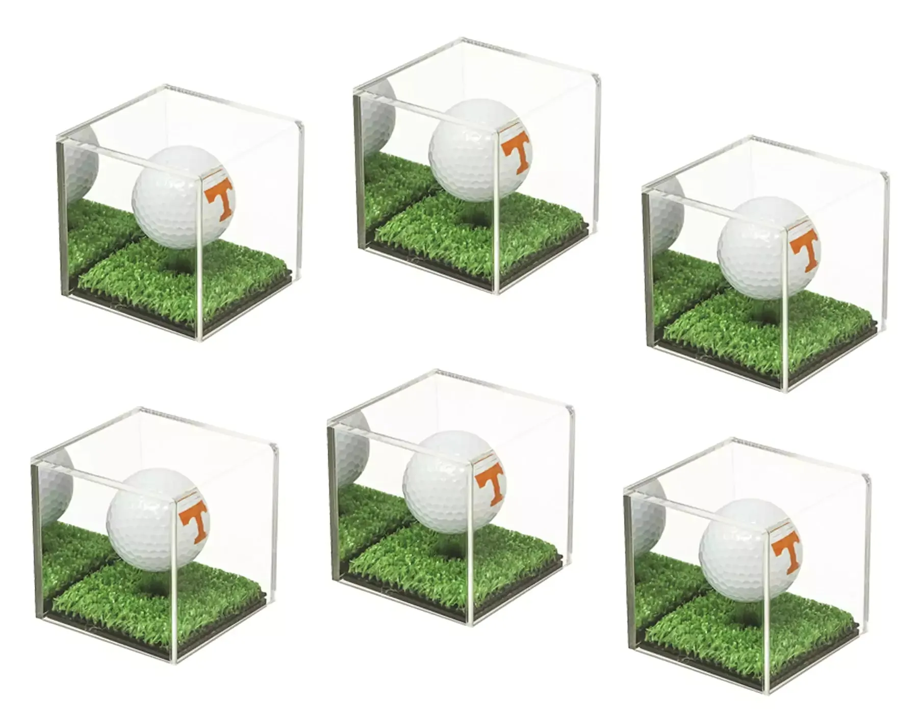 Acrylic Golf Ball Display Case with Turf Base