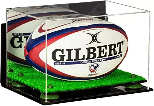 Acrylic Rugby Ball Display Case - Mirror Wall Mount (B41/A004)