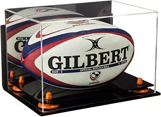 Acrylic Rugby Ball Display Case - Mirror Wall Mount (B41/A004)