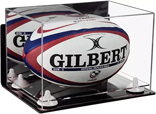 Acrylic Rugby Ball Display Case - Mirror Wall Mount (B41/A004)