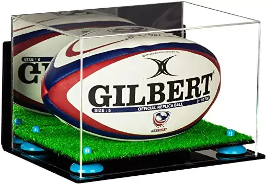 Acrylic Rugby Ball Display Case - Mirror Wall Mount (B41/A004)