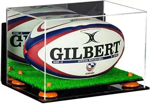 Acrylic Rugby Ball Display Case - Mirror Wall Mount (B41/A004)