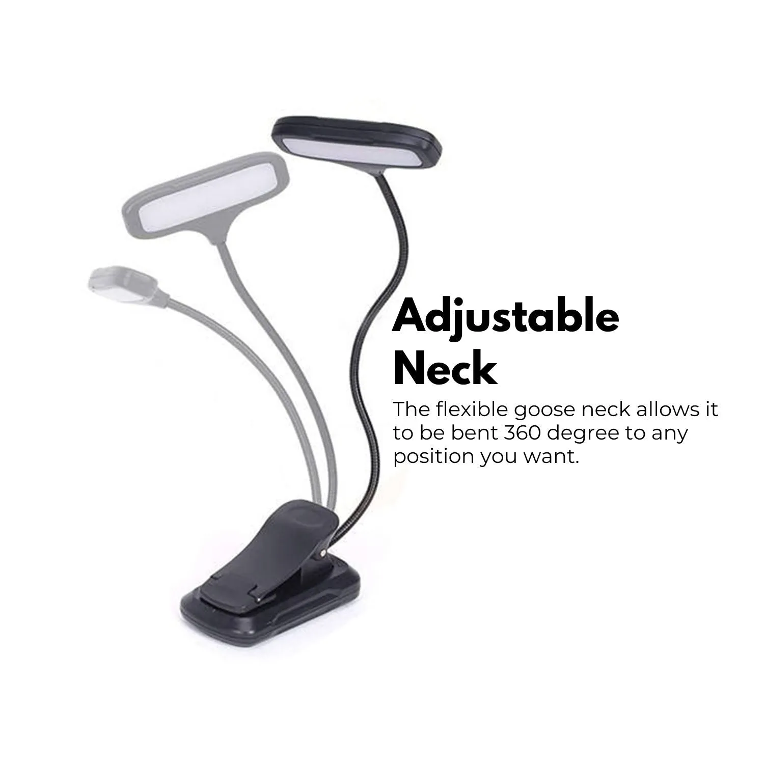 Adjustable Brightness LED Book Light with USB, 15 LEDs