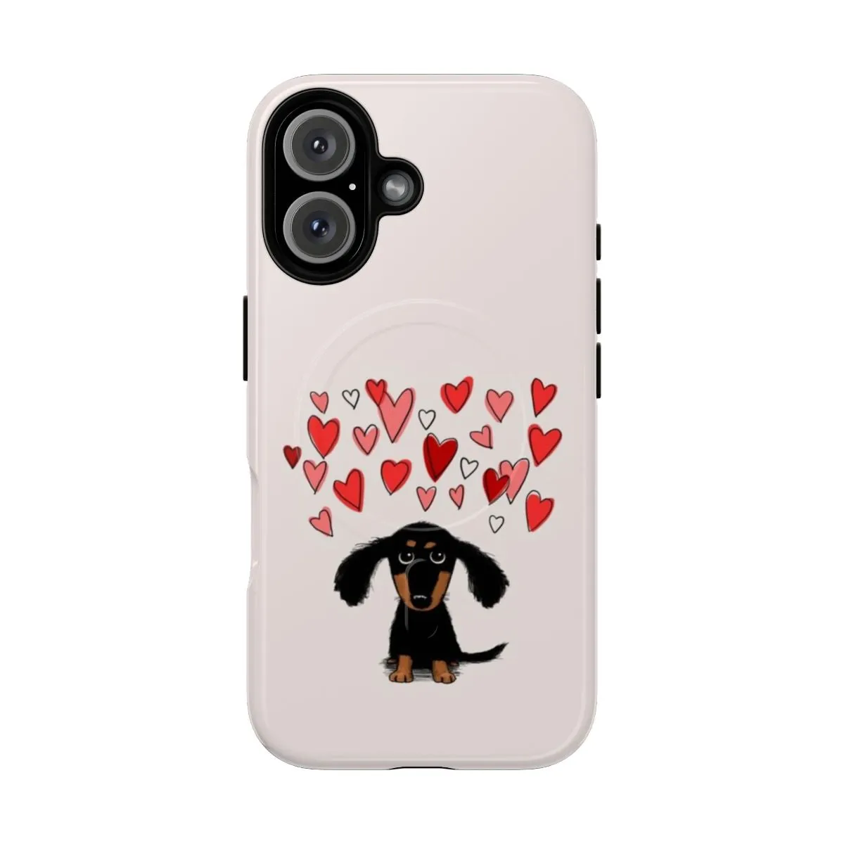 Adorable Dachshund Puppy Dog Phone Case with Valentine Hearts