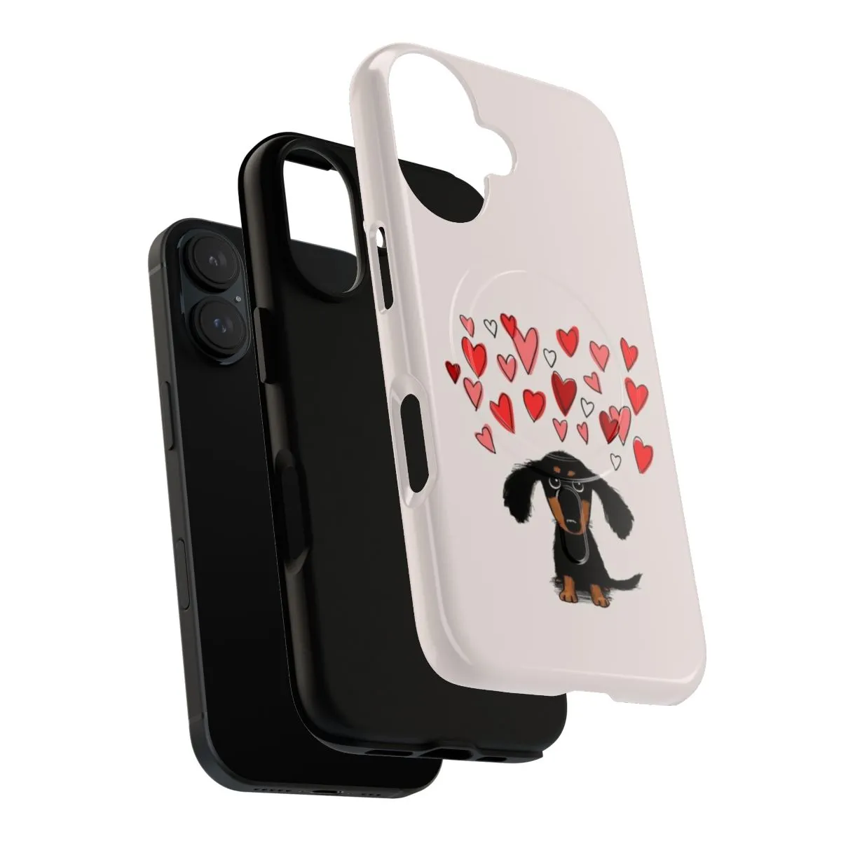 Adorable Dachshund Puppy Dog Phone Case with Valentine Hearts