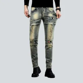 Aged stretchy men jeans