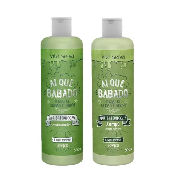 Ai Que Babado Okra Aloe Vera Treatment Low Poo Hair Kit 2x500ml - Vita Seiva