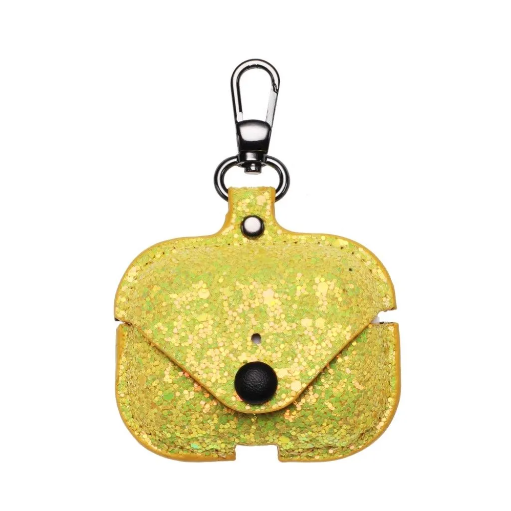 Airpods Pro unique glitter style leather case - Yellow