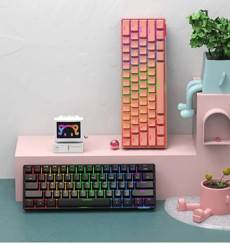 Ajazz STK61 pink Mechanical keyboard RGB (Red switch)