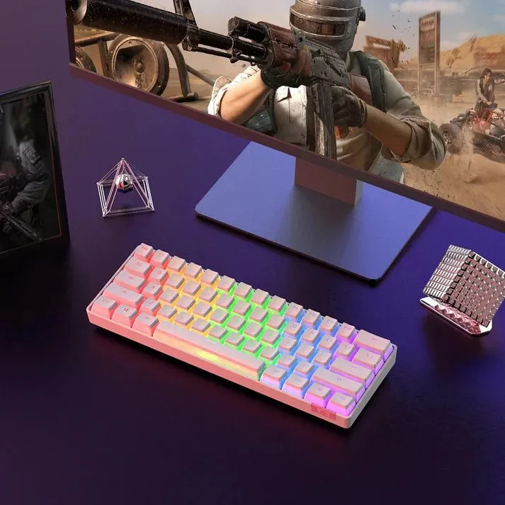 Ajazz STK61 pink Mechanical keyboard RGB (Red switch)