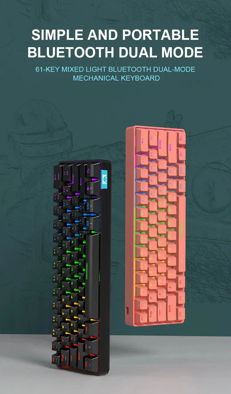 Ajazz STK61 pink Mechanical keyboard RGB (Red switch)