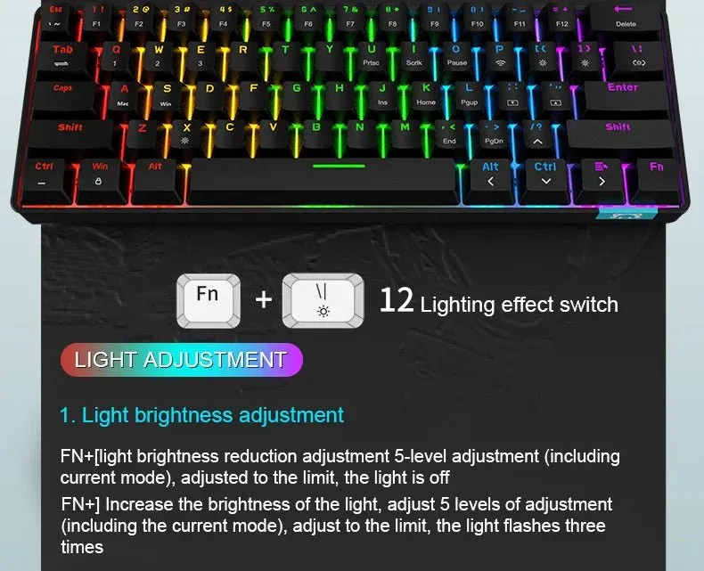 Ajazz STK61 pink Mechanical keyboard RGB (Red switch)