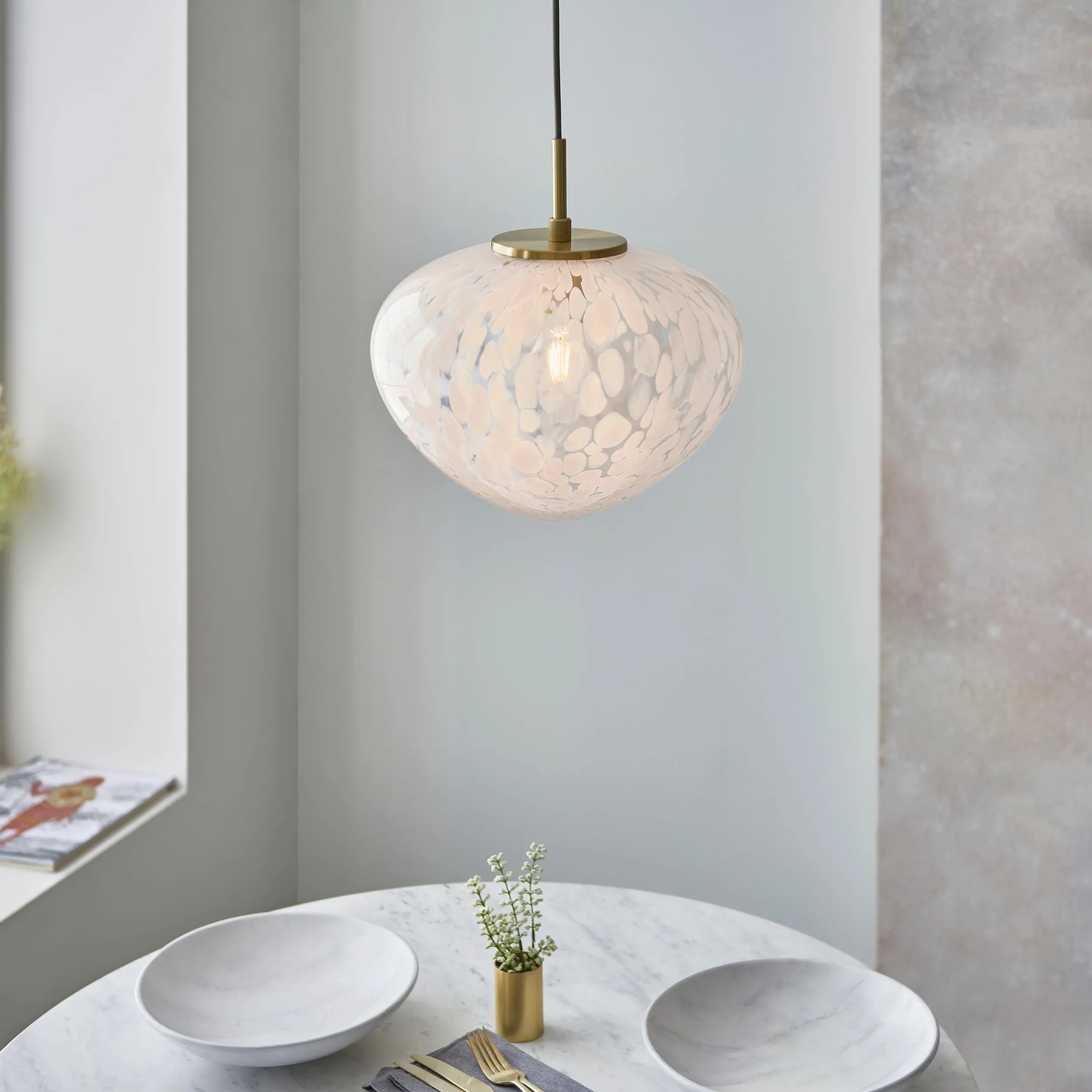 Amos Confetti Single Pendant Satin Brass