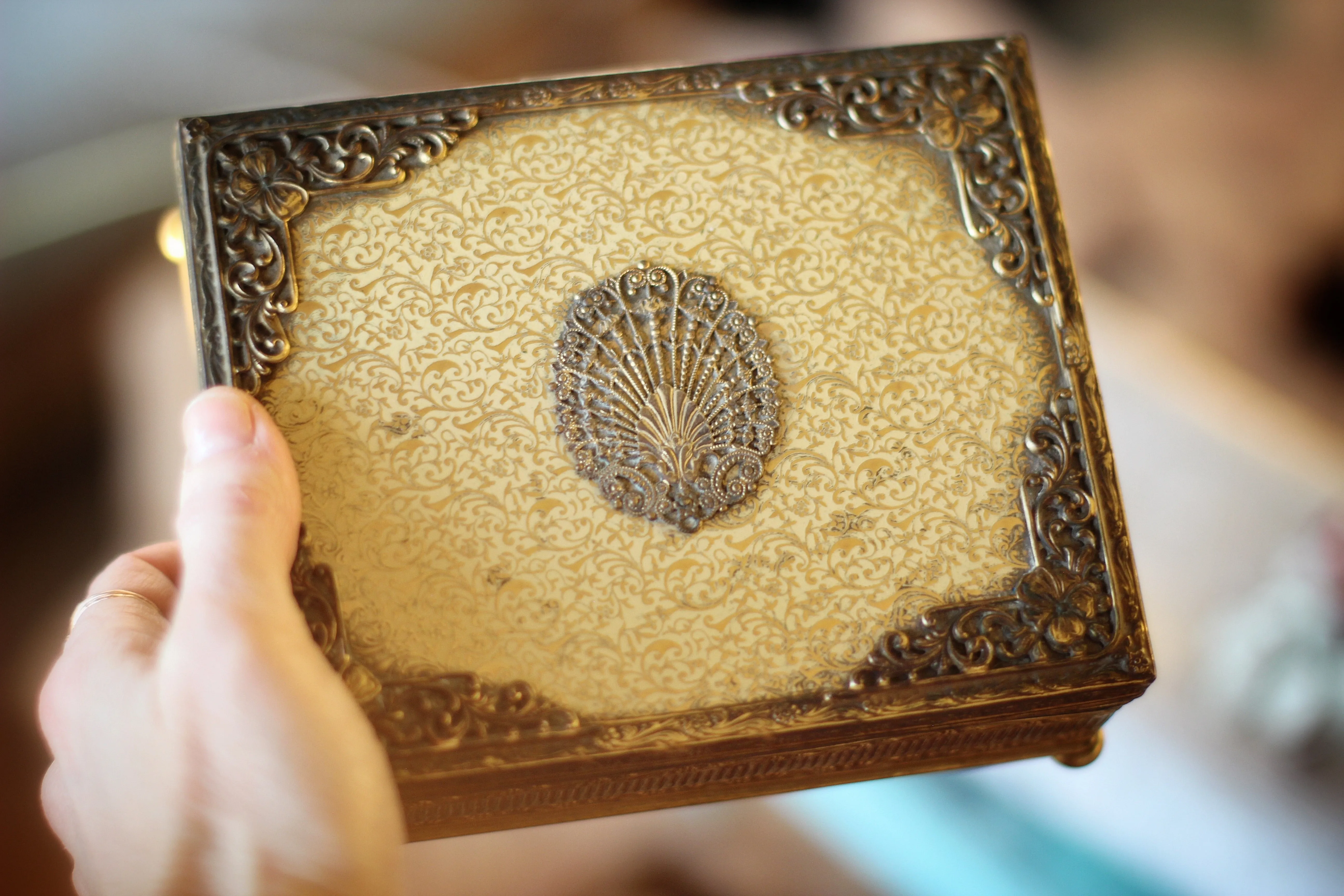 Antique Petite Filigree Peacock Trinket