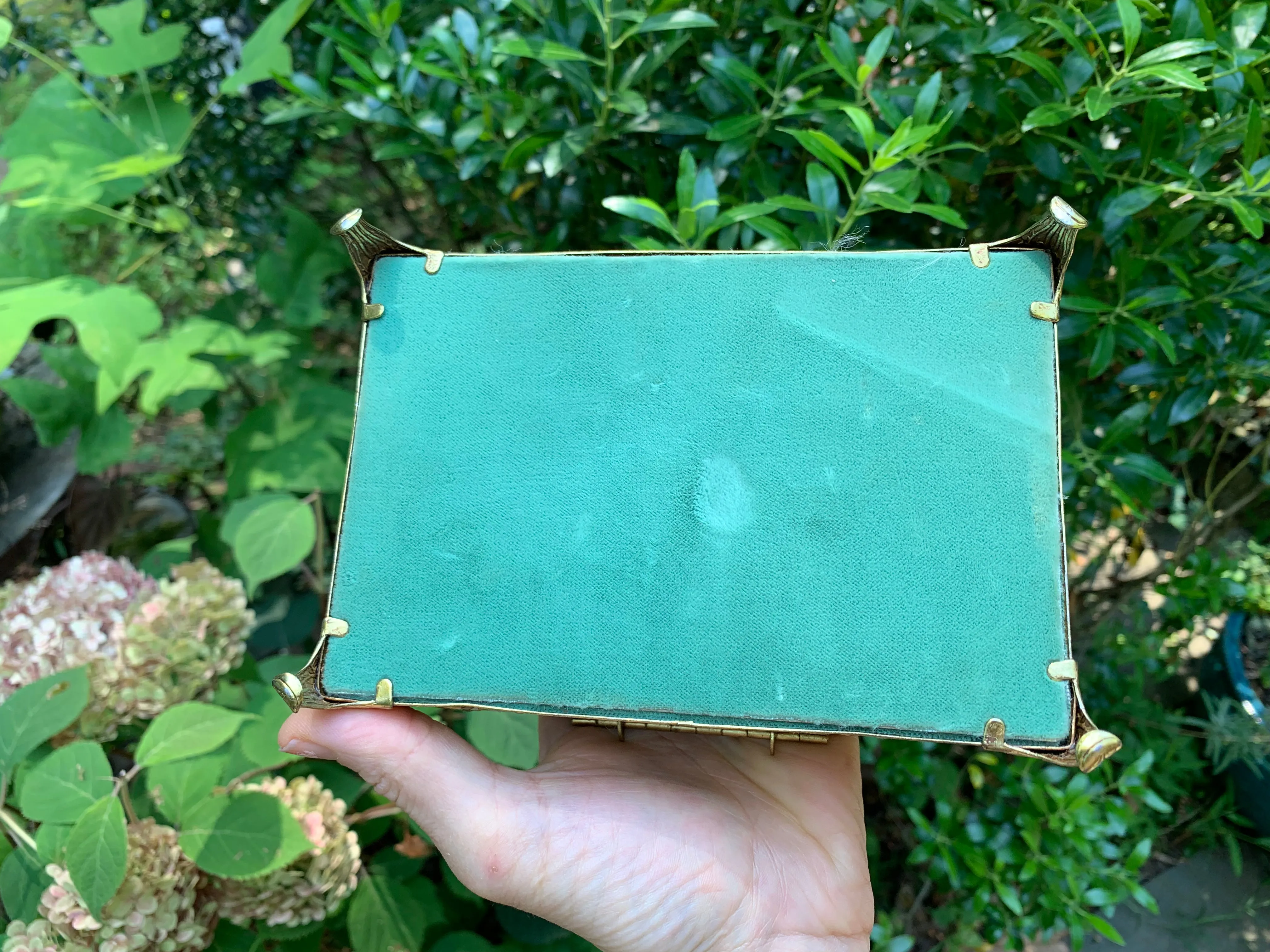 Antique Turquoise Floral Jewelry Box