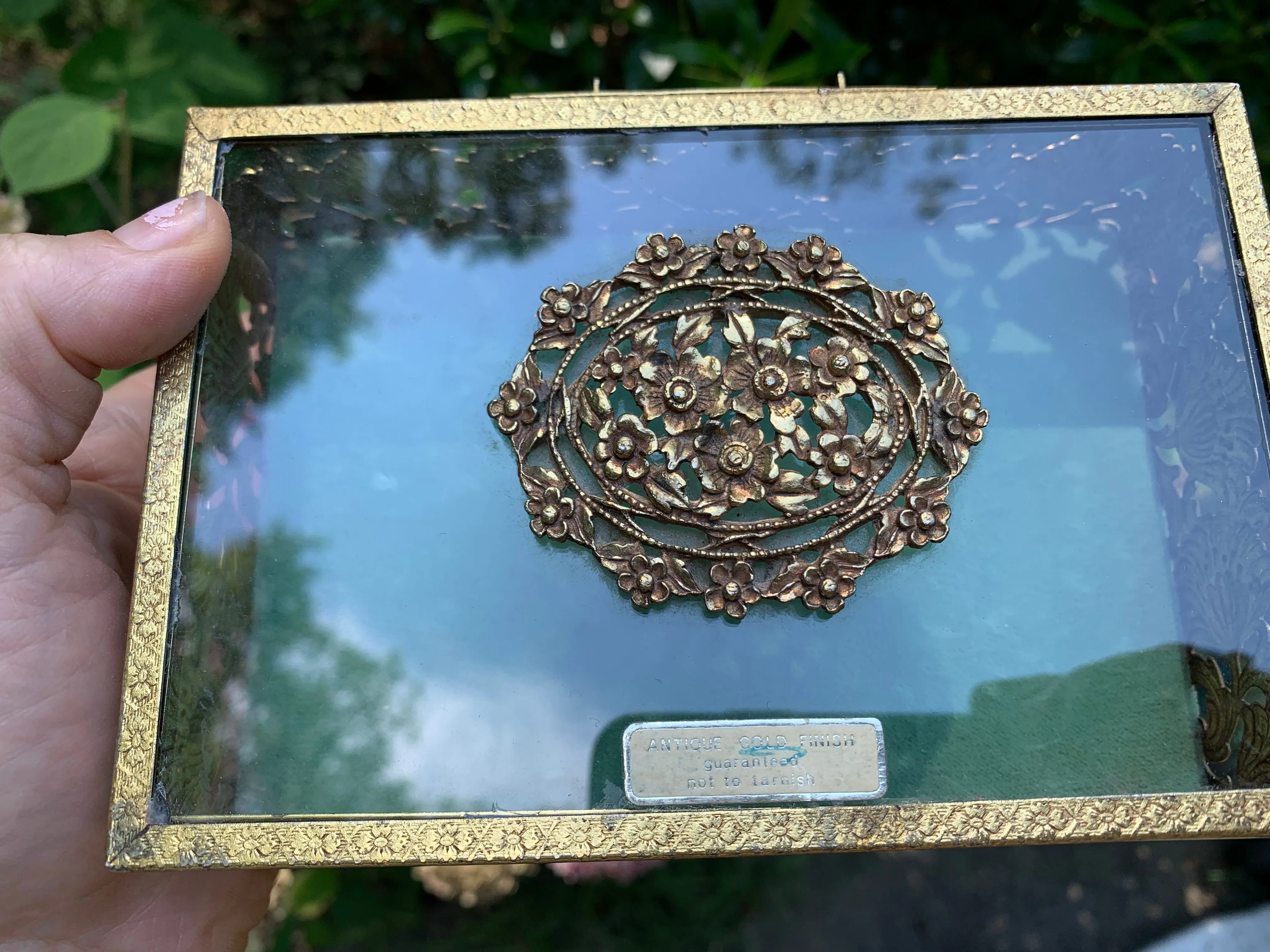 Antique Turquoise Floral Jewelry Box