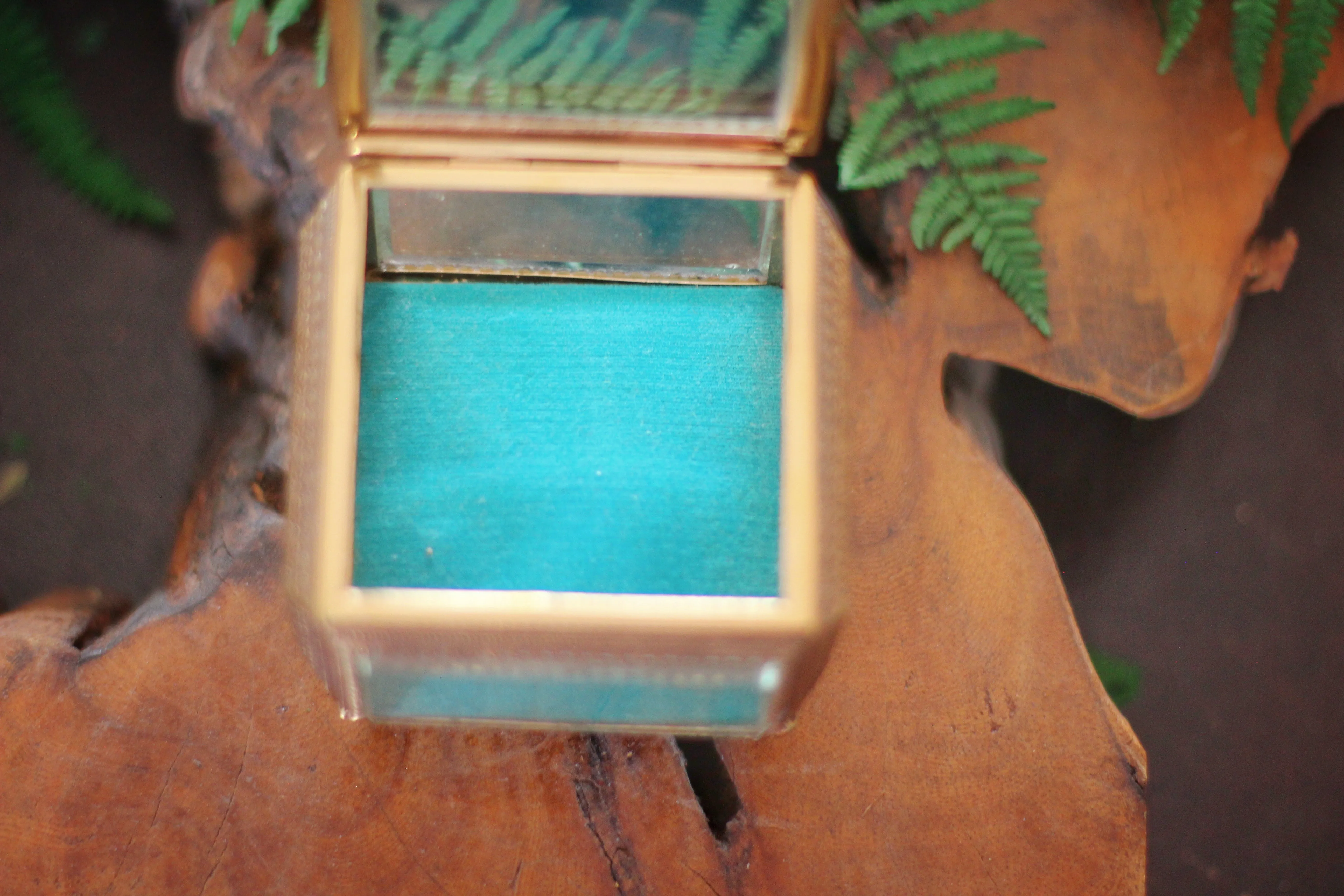 Antique Turquoise Square Filigree Jewelry Box