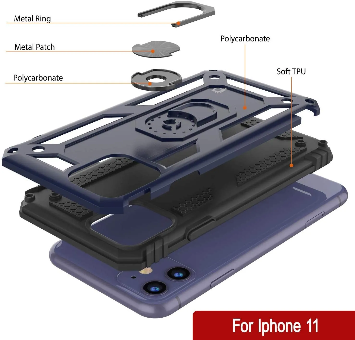 Apple iPhone 11  Punkcase ArmorShield Military Style Case Navy-Blue