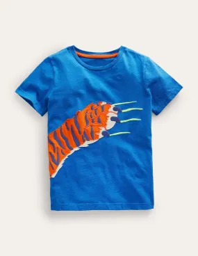 Appliqué T-shirt-Brilliant Blue Tiger Claw