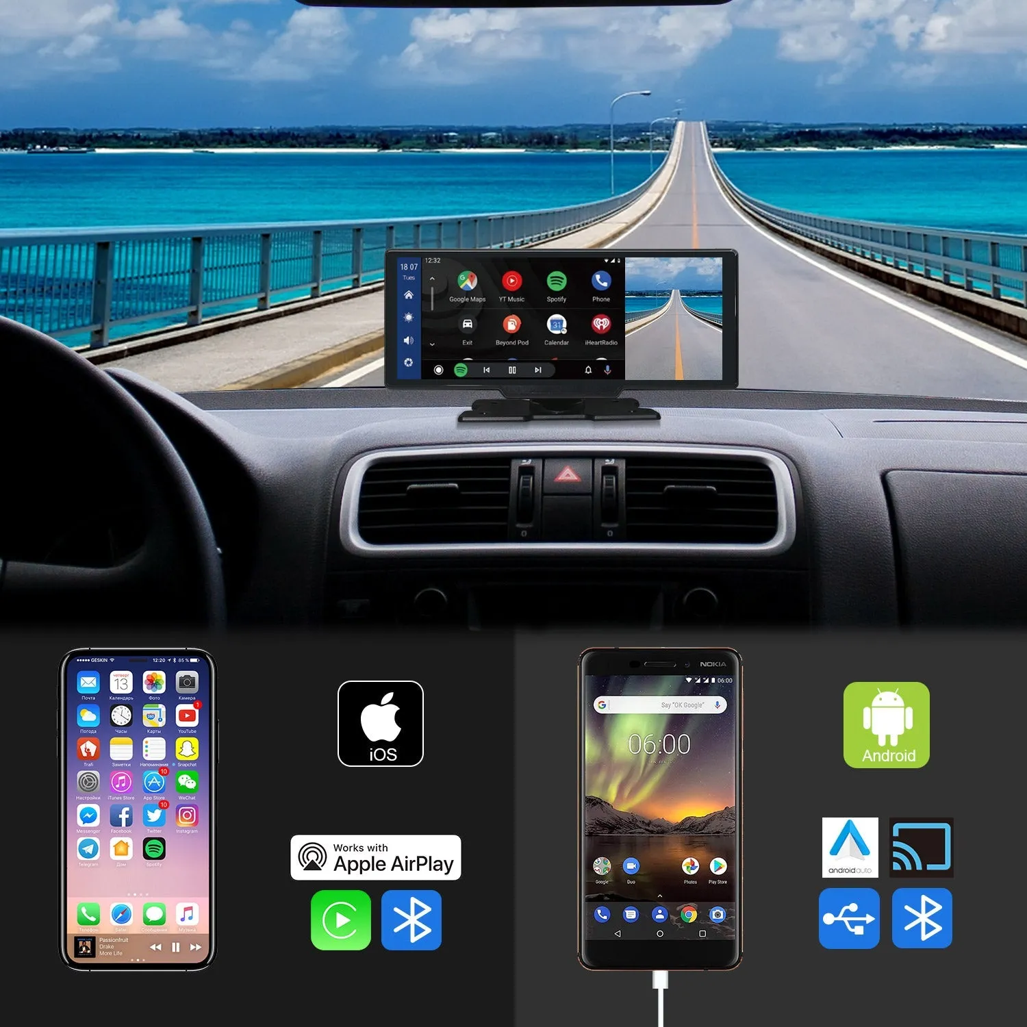 AUTOLIZER Double Din Carplay,10 Inch, Full HD Touch Screen