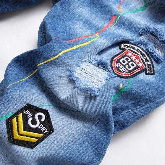 Badge embroidery jeans for men