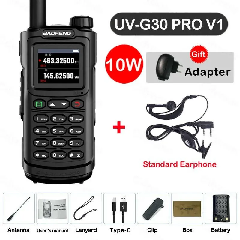 Baofeng UV-G30 Pro V1 Ham Walkie Talkie Long Range Two Way Radio Wireless Copy Frequency Transceiver Type-C Charger UV-5R UV-17