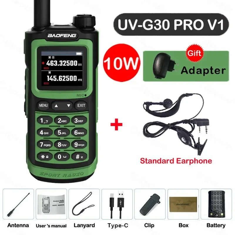 Baofeng UV-G30 Pro V1 Ham Walkie Talkie Long Range Two Way Radio Wireless Copy Frequency Transceiver Type-C Charger UV-5R UV-17