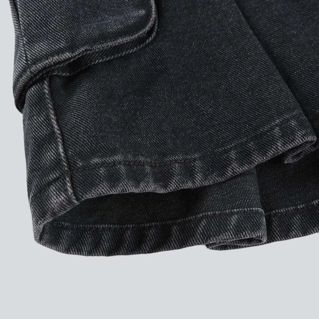 Black cargo skater denim skirt