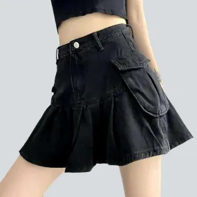 Black cargo skater denim skirt